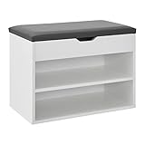 Juskys Schuhregal mit Klappdeckel und gepolstertem Sitz 60x30x44 cm - Schmale...