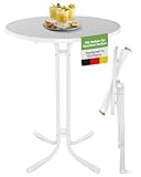 BeFair Stehtisch Klappbar Weiß Ø 70 cm Rund Nico - Stabiler Partytisch in...