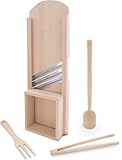 KERAZO 4-teiliges Gemüsehobel-Set aus Buchenholz, inkl. Stampfer, Zange, Gabel,...