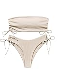 GORGLITTER Bandeau Bikini Damen Set Bikini High Waist Trägerlos Bikini Mit Kordelzug...