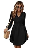GORGLITTER Damen Hemdkleid Elegant Blusenkleid Langarm A Linie Tunikakleid Shirtkleid mit...