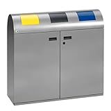 Resorti Wertstoff-Sammelstation WS 100R silber, Deckel: gelb, schwarzgrau, blau