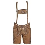 MS-Trachten Kurze Herren Lederhose Karl Braun Antik Trachtenhose Stegträger (54)