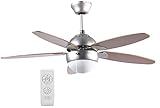 Sichler Haushaltsgeräte Deckenlampe: Deckenventilator VT-597 m. Holzflügeln,...