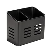 WENKO Besteckkorb Mod. Baco, Korb aus Metall in Schwarz, 2 Fächer, Aufbewahrung für...