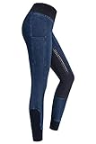 RIDERS CHOICE Damen Jeansreitleggings mit Silikonvollbesatz und Handytasche - RidersDeal...