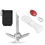 SWAWIS Anker Boot Bootsanker 0,7 kg Bootszubehör Klappanker Sup Anker mit 20M...
