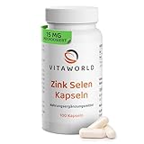 vitaworld Selen Zink Kapseln - Zink und Selen hochdosiert 15mg Zink + Selen 100µg pro Tag...
