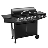 TAINO BASIC BBQ Gasgrill Grillwagen Edelstahl-Brenner + Seitenkocher Grill (BASIC 6+1...