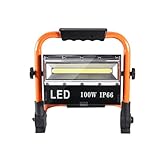 LED Baustrahler, 100W Strahler Akku, Drehbare Tragbare Arbeitsleuchte, Wasserdichte...