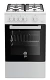 Beko FSG52010FW Freistehender Gasherd, Gasbackofen mit Gaskochfeld, 50 cm, 4...