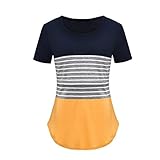 T-Shirt Ärmel zum Stillen Frauen Top Gestreift Kurz Umstandsbluse Stillshirts Frauen...