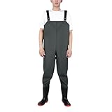 ENEN Wathose Herren Damen Wasserdicht PVC gr 36-47 Wathose mit Stiefeln, Atmungsaktiv...
