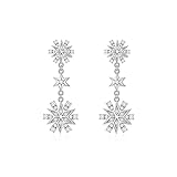 PHNIBIRD Damen Ohrringe Winter Schneeflocke Lange Ohrringe Zirkonia Ohrhänger Damen...