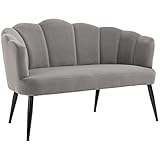 HOMCOM Sofa 2 Sitzer 132 cm Couch mit Armlehne, Muschelartige Rückenlehne,...