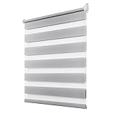 Deswell Doppelrollo Klemmfix ohne Bohren Grau B110 x H150 cm (Stoffbreite 106cm) Rollos...