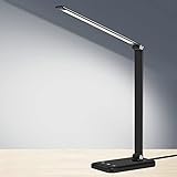 AFROG Schreibtischlampe LED mit USB Ladeanschluss, Bürolampe Tischlampe mit 5 Farben und...