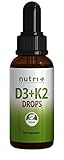 D3 K2 Tropfen hochdosiert + vegan - Vitamin D und K2VITAL MK7 All Trans Menachinon Drops -...