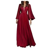 Damen Netz Ärmel Kleider Damen Pullover Lang Prinzessin Kleid Ballkleid Chiffon...