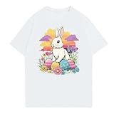 Basic T Shirt Damen Crop,Wickelshirt Damen Geschenk Ostern Mädchen Osterhasen Kostüm...