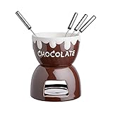 BUTLERS Schokoladenfondue Set Keramik 480 ml 4 Edelstahl Gabeln –CHOCOLATE LOVE–...