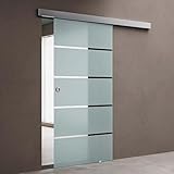 doporro Glasschiebetür Komplettset 77,5 x 205 cm | 15mm Wandabstand | Schiebetür mit...