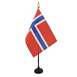 AZ FLAG - Tischflagge Norwegen - 15x10 cm Goldene Splitze - Norwegische Tischfahne 10 x 15...