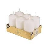 PAPSTAR 6 Stumpenkerzen Ø 60 mm 115 mm Weiss Blockkerzen Brenndauer: ca. 24 Stunden