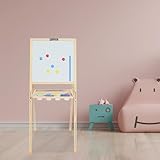Kinder Staffelei - Höhenverstellbare, Doppelseitige Kunststaffelei, Kindertafel aus Holz,...