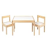 Ikea LATT-Kindertisch mit 2 Stühlen, weiß, Kiefernholz, beige
