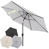 Doppler Sonnenschirm für den Garten Jack 250cm in Hellgrau - Runder Sonnenschirm für...