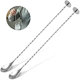 CONJURAIDE 2 Stück Barlöffel, 30cm Lange Löffel Edelstahl Probierlöffel Stampfer...