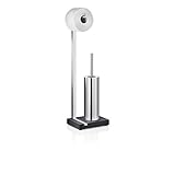 blomus -MENOTO- Stand WC-Garnitur aus mattiertem Edelstahl, freistehender Toilettenbutler,...