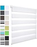 WOLTU Doppelrollo Klemmfix ohne Bohren Weiß B80 x H150 cm, Duo Rollo Zebrarollo...