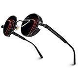 CGID Retro Sonnenbrille im Steampunk Stil Runde Metallrahmen Polarisiert Brille Herren...