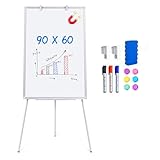 maxtek ​Flipchart Ständer Whiteboard, 90X60cm Magnetisches Tragbares Trocken Abwischbar...