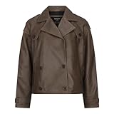 TruClothing.com Damen Lederjacke Gekürzter Trenchcoat - braun L