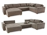Modische Cord Wohnlandschaft U-Form 379 cm breit, Sofa mit Schlaffunktion und Bettkasten,...