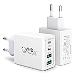 2-Pack USB C Ladegerät, 4-Port USB C Adapter Mehrfach Ladegerät mit USB-C und...