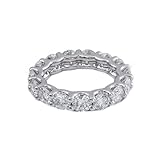 Skcess 9 Karat Weißgold Wedding Ring Weiß Diamant Runden, Damenringe Eternity-Band Ring...