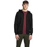 JACK & JONES Herren Basic Reißverschluss Baumwoll Hoodie - Schwarz - L