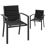 JUMMICO Garten Stapelstühle mit Armlehnen, Aluminium Outdoor Garten Stühle mit...