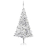 Home Items, Künstlicher, beleuchteter Weihnachtsbaum mit Kugel, silberfarben, 240 cm,...