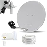 Digitale Camping Sat Anlage Spiegel 40 cm Single LNB 0,1 dB + Koaxialkabel 10m Kabel...