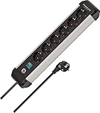 Brennenstuhl Premium-Alu-Line Steckdosenleiste 6-Fach/Steckerleiste aus hochwertigem...