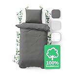 JACOBSON Bettwäsche 135x200 Set - 100% Baumwolle Bettbezug 135x200 cm + 1 Kissenbezug...