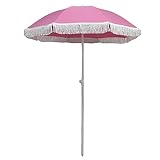 VIXPET 1.45m Rosa Lässiger Garten Sonnenschirm, Boutique Quaste Vintage Sonnenschirm,...