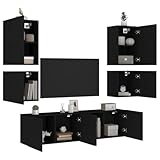 qohoio 6-TLG. Wohnwand Wohnzimmerschrank MöBel Wohnzimmer TV Wohnwand Wandschrank Schwarz...