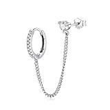 Silber Ohrringe für damen 925 mit einer feinen Kette. Ohrstecker aus Silber 925 für...