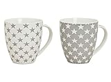 XXL Kaffeetasse 650 ml - 2er Set - Kaffeebecher mit Stern Design - Jumbo Tasse Porzellan...